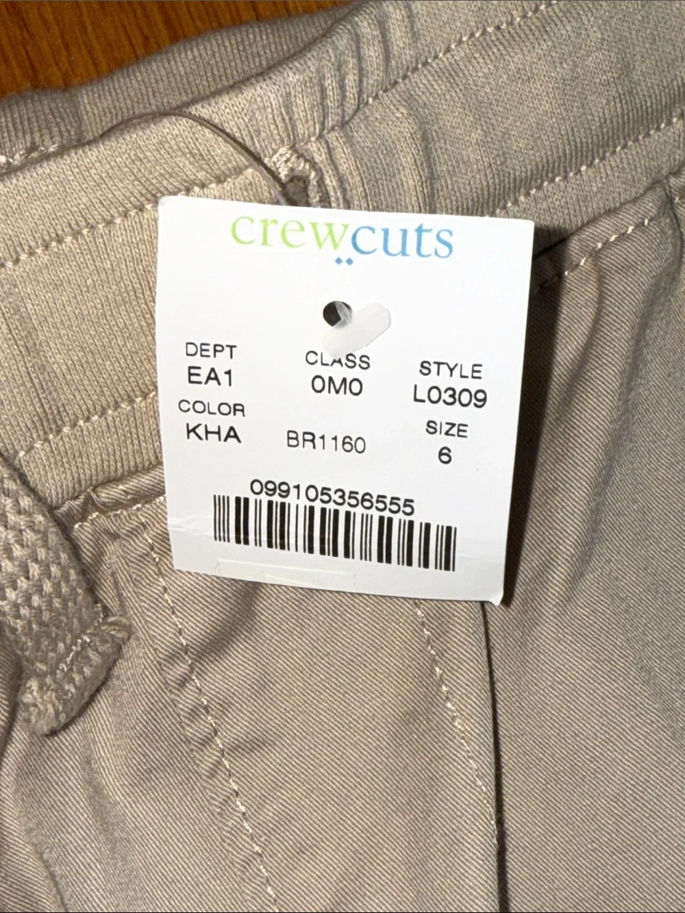 NWT Boys JCrew /Crewcuts Casual Light Tan/khaki Drawstring Pants size 6